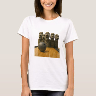 T-shirt Statues de Moai Terrifiées sur une piste de bowlin