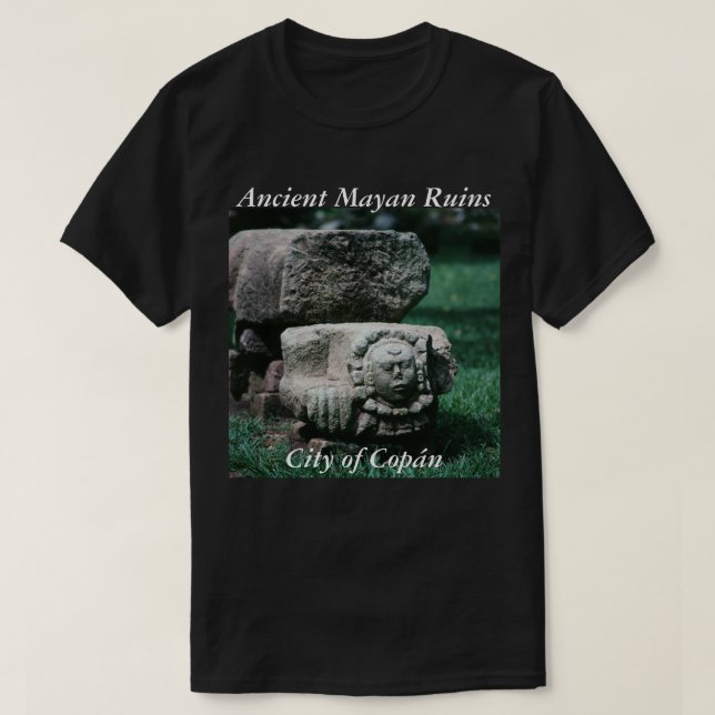 T-shirt Statues de ruines anciennes de Copan Ville Culture (Design devant)