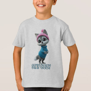 T-shirt Stay Cozy Cute Winter Fox adorable Cold Weather An