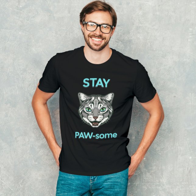 T-shirt Stay Pawsome pun chat (Créateur téléchargé)