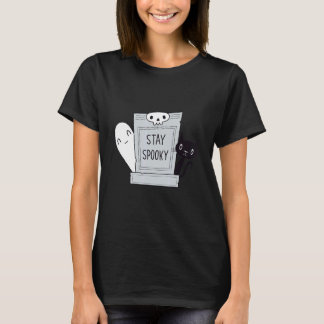 T-shirt Stay Spooky  Spooky Cute Cat and Ghost in a gravey