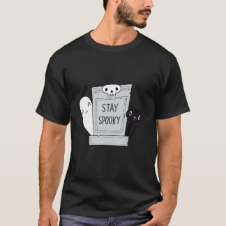 T-shirt Stay Spooky  Spooky Cute Cat and Ghost in a gravey