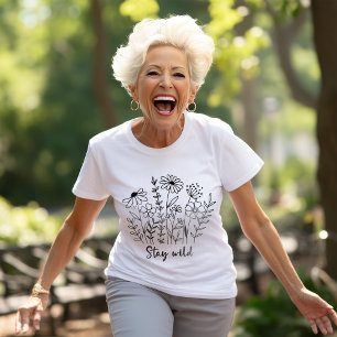 T-shirt Stay Wild Floral Boho Line Art