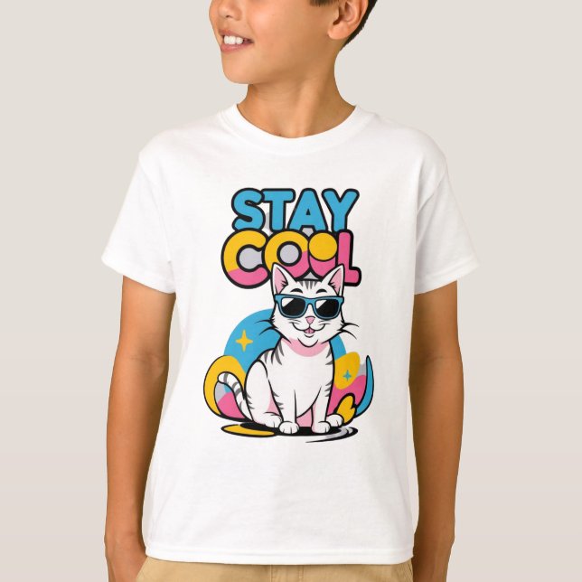 T-shirt StayCoolCatTshirtDesign-CoolCatTeeGraphicforCasual (Devant)
