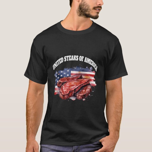T-shirt Steak United Steaks Of America Funny Patriot Bbq U (Devant)