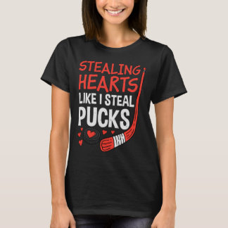 T-shirt Stealing Hearts Stealing Pucks Hockey Valentines D