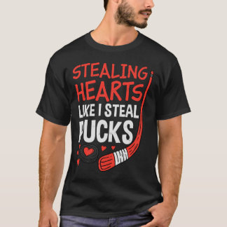 T-shirt Stealing Hearts Stealing Pucks Hockey Valentines D