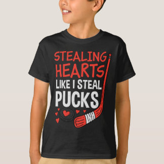 T-shirt Stealing Hearts Stealing Pucks Hockey Valentines D