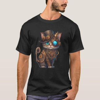 T-shirt Steampunk Cat Steampunk Kitten Lovers Fantasy Cats