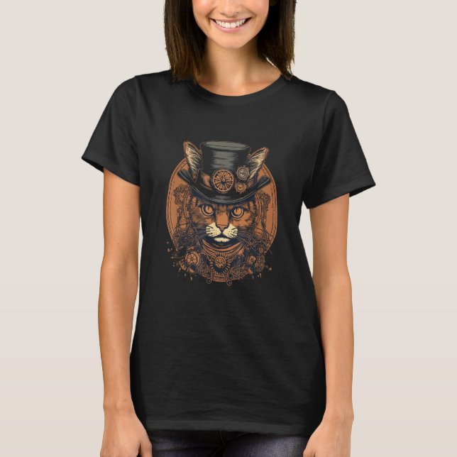 T-shirt Steampunk Chat Kitten Steam Punk Chat 7 (Devant)
