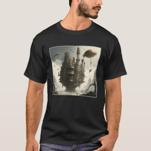 T-shirt Steampunk City Artwork Retro Scifi Gear mécanique