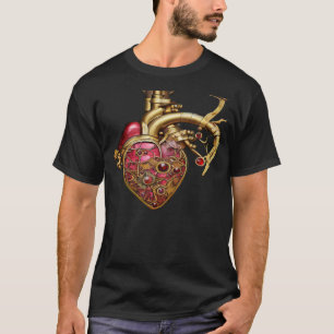 T-shirt Steampunk Coeur Anatomique rubis et engrenages