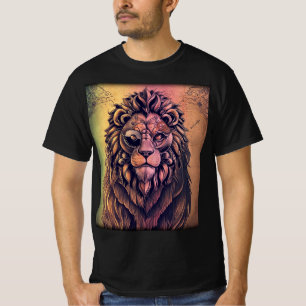 T-shirt Steampunk Couleur Gradient Lion Rustique