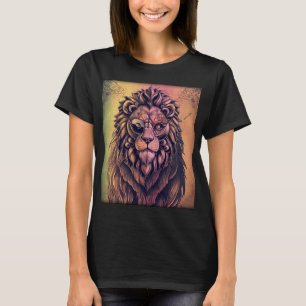 T-shirt Steampunk Couleur Gradient Lion Rustique