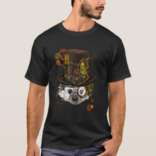T-shirt Steampunk Gothique Hérisson Mécanique Visage anima