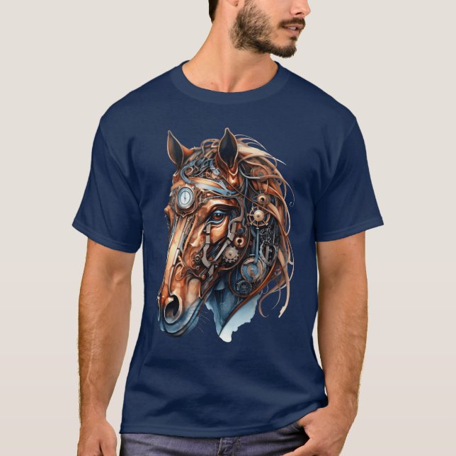 T-shirt Steampunk Horse Artistique Horse drôle (Devant)