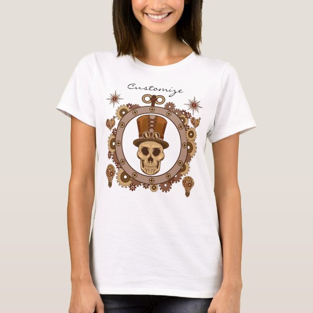 T-shirt Steampunk Thème Top Hat Skull Thunder_Cove (Devant)