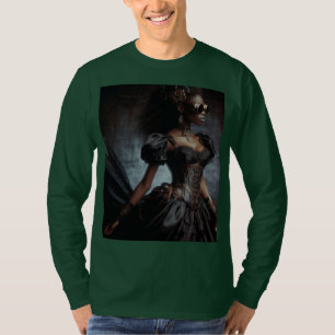 T-shirt Steampunk Vintage Victorian Lady Black Raven