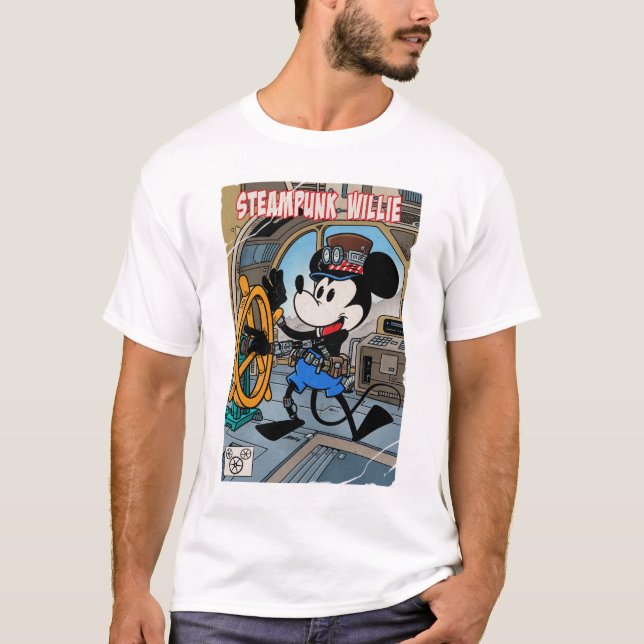 T-shirt Steampunk Willie, souris de dessin animé au volant (Devant)