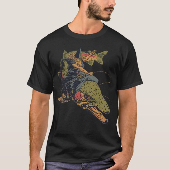 T-shirt Steelhead you Fools, sorcier pêcheur de truites (Devant)