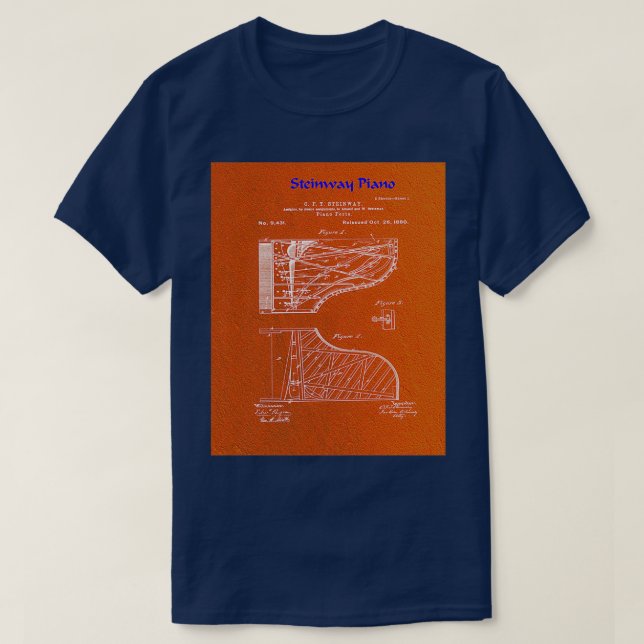 T-shirt Steinway Piano 1880 Brevet Image Prin Photographiq (Design devant)