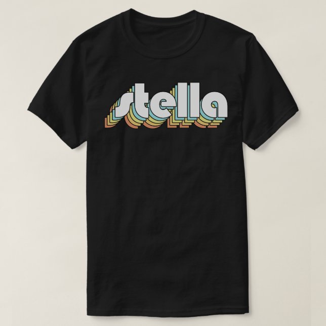 T-shirt Stella Retro Rainbow Typographie style défraîchi (Design devant)