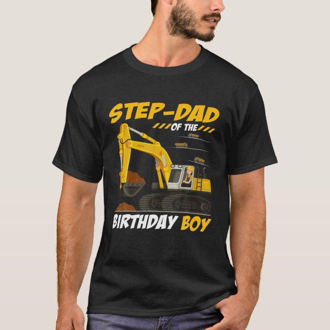 T-shirt Step-Papa De L'Anniversaire Boy Construction Anniv (Devant)