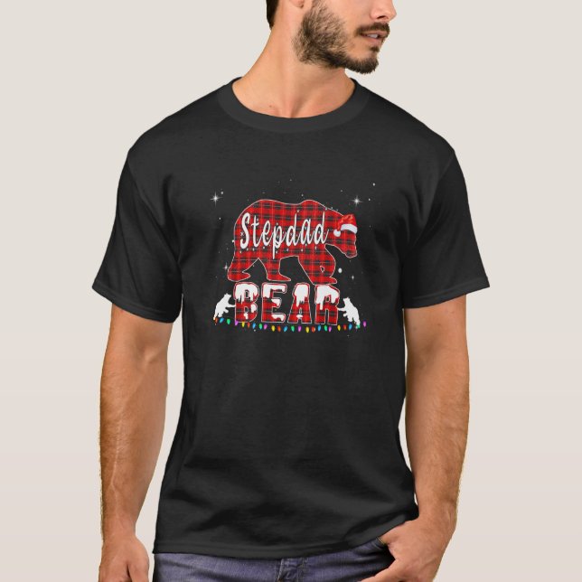 T-shirt Stepdad Bear Pajama de Noël Rouge Plaid Buffalo Fa (Devant)