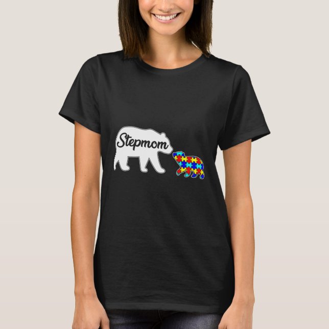 T-shirt StepMom Bear Sensibilisation sur l'autisme Amour F (Devant)