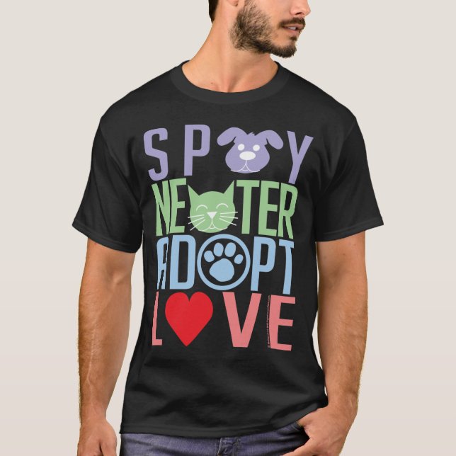 T-shirt Stérilisez le neutre adoptent l'amour 2 (Devant)