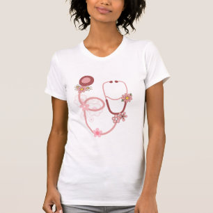 T-shirt Stéthoscope des infirmières florales