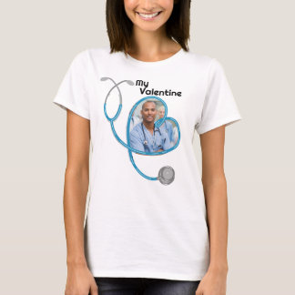 T-SHIRT STETHOSCOPE DU COEUR DE VALENTINE BLEUE