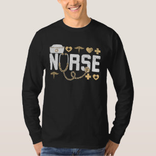 T-shirt Stéthoscope léopard La vie de blouse pour une infi