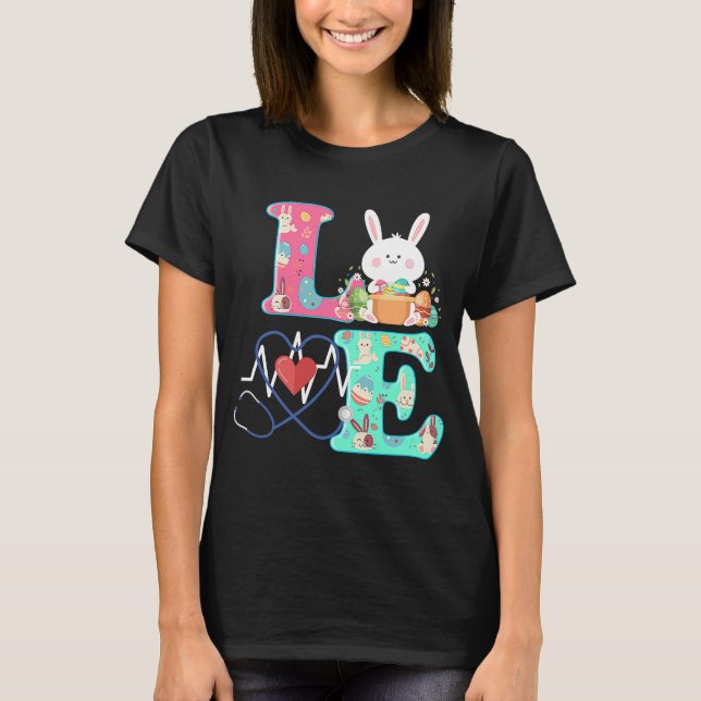 T-shirt Stethoscope Scrub Life Nurse B unny Pâques Jour de (Devant)
