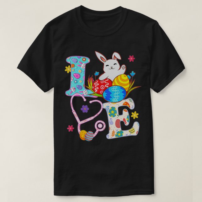 T-shirt Stethoscope Scrub Life Nurse Bunny Jour de Pâques  (Design devant)
