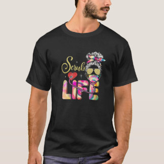 T-shirt Stethoscope Scrub Life Nurse Day Tie Dye Messy Bun