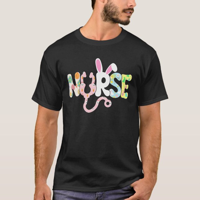 T-shirt Stethoscope Scrub Nurse Life Pâques Jour Mignonne  (Devant)