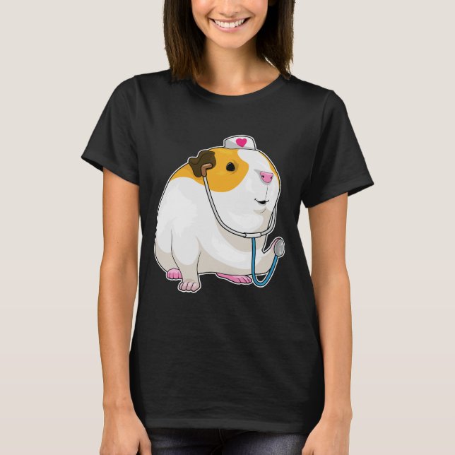 T-shirt Stethoscopes des infirmières de cochon de Guinée (Devant)