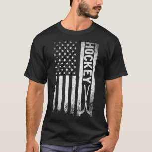 T-shirt Stick de hockey drapeau américain Goalie patriotiq