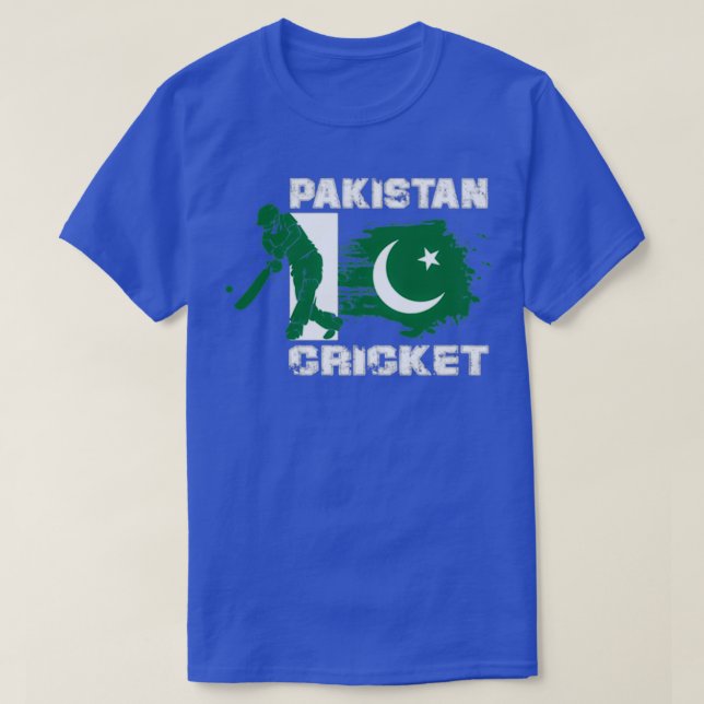 T-shirt Stick du drapeau du joueur de cricket du Pakistan (Design devant)