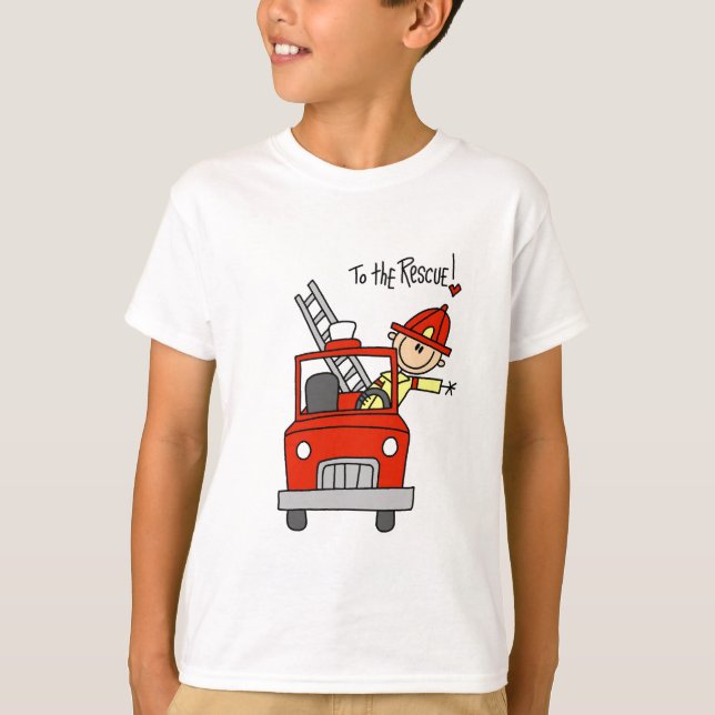 T-shirt Stick Figure Firefighter à la Secourt (Devant)
