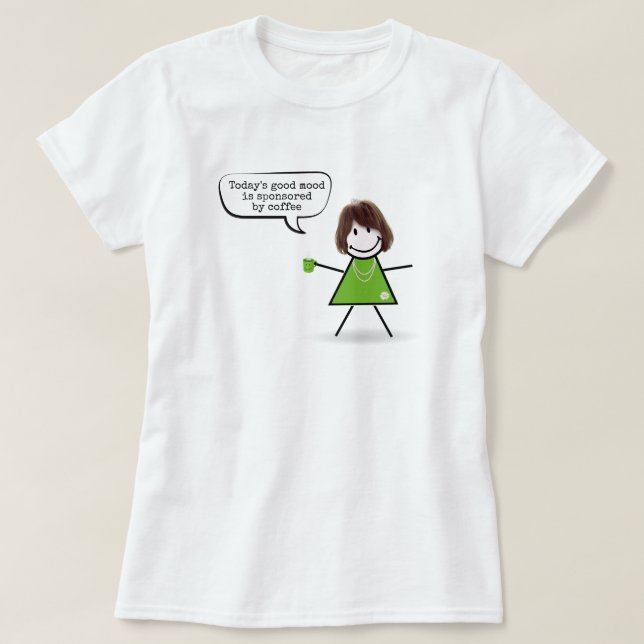 T-shirt Stick Girl Avec Mug De Café Vert (Design devant)