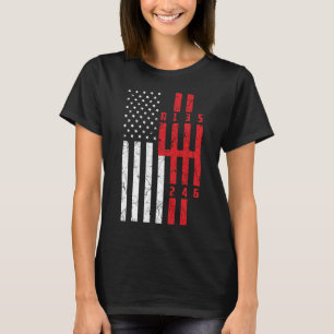 T-shirt Stick Shift American Flag 6 speed ford mustang CT