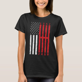 T-shirt Stick Shift American Flag corvette de course 6 eng