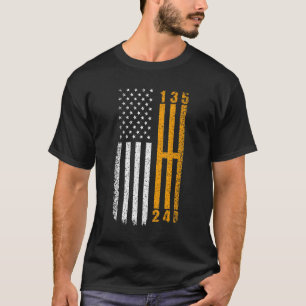 T-shirt Stick Shift American Flag Muscle Car 6 Gears Mecha