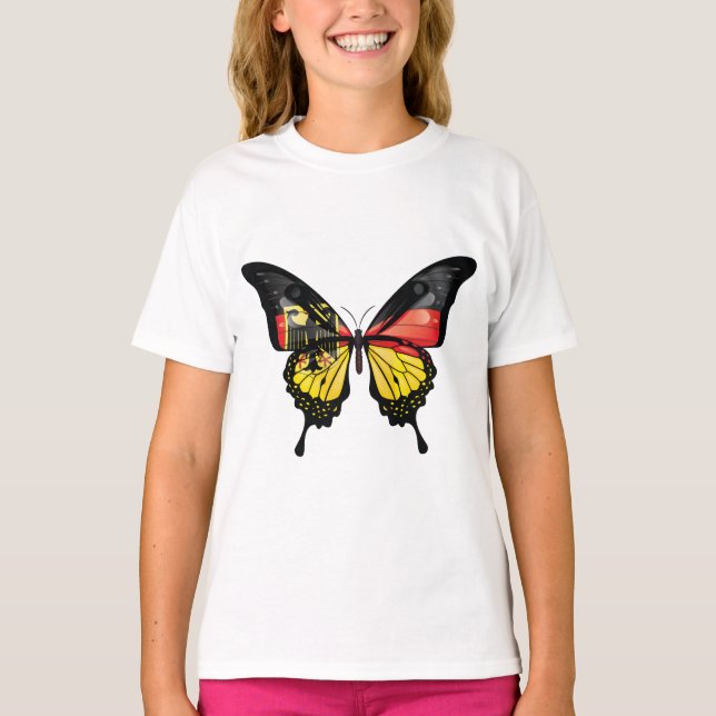 T-shirt Sticker à drapeau à papillon de l'Allemagne (Devant)