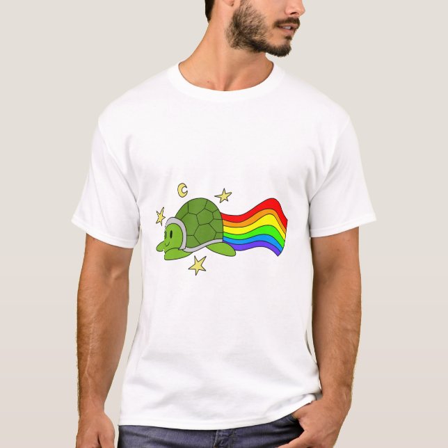 T-shirt Sticker arc-en-ciel de tortue volante (Devant)