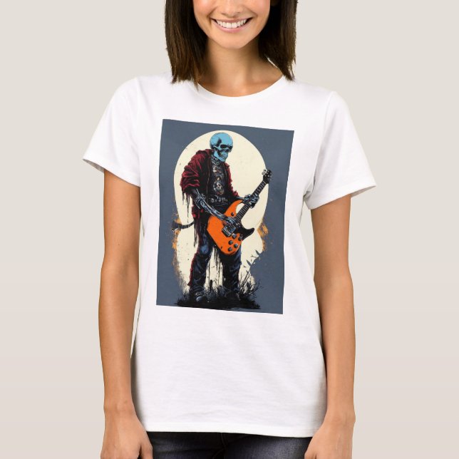 T-shirt Sticker crâne rock et roll Classic (Devant)