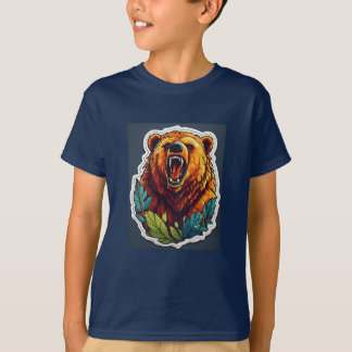 T-shirt Sticker en silhouette de l'ours féroce