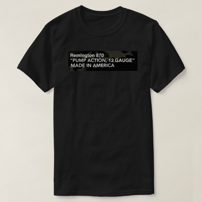 T-shirt Sticker Étiquette Remington 870 Shotgun.png (Design devant)